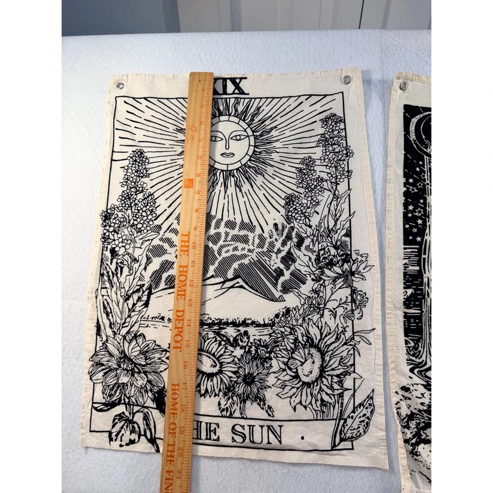 Set of 3 Tarot Card Tapestries The Sun The Moon The Star Wall Hanging Decor